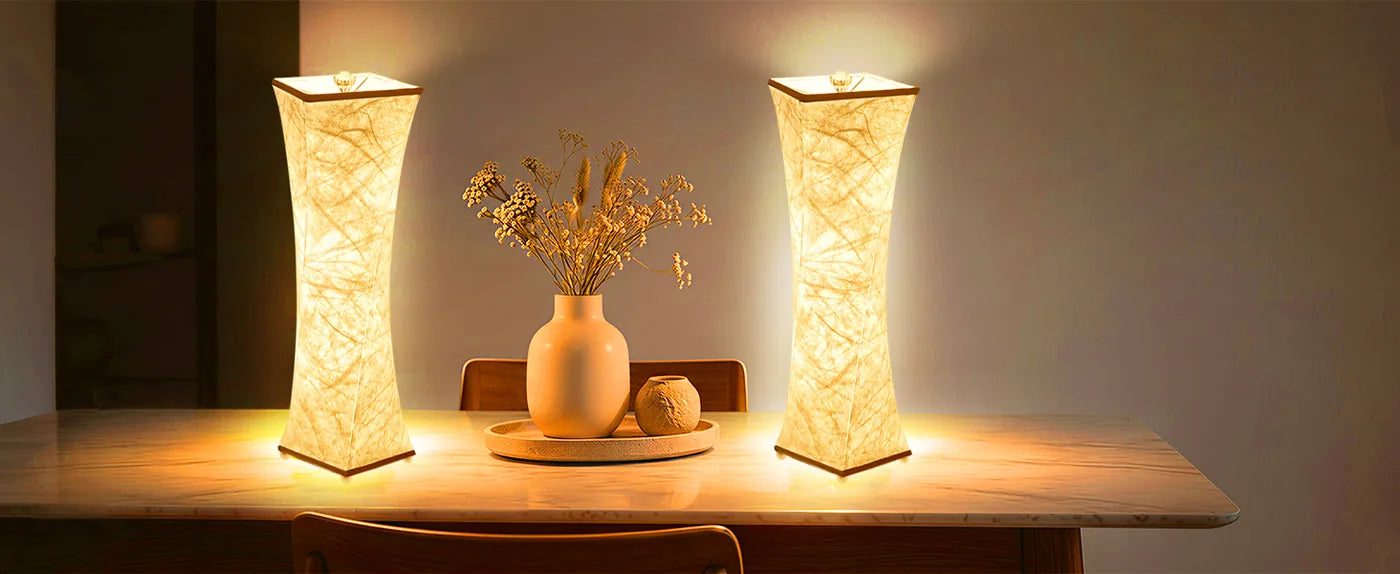 Set of two matching fabric table lamps